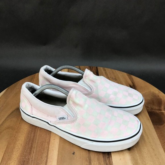 Vans Shoes - Vans Pink White Checkerboard Slip On Skate Shoes Low Top Sneakers Womens Sz 7.5